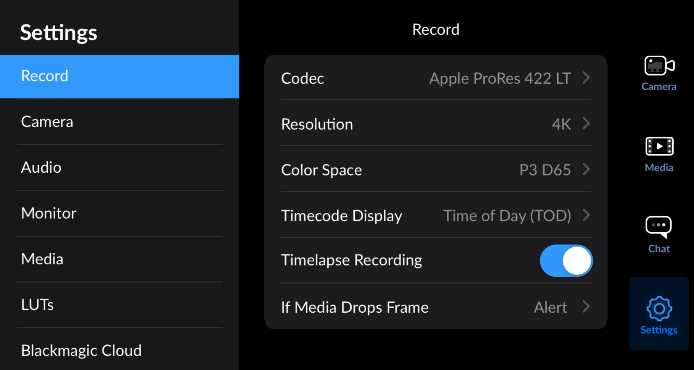 Blackmagic Cam record settings.jpeg