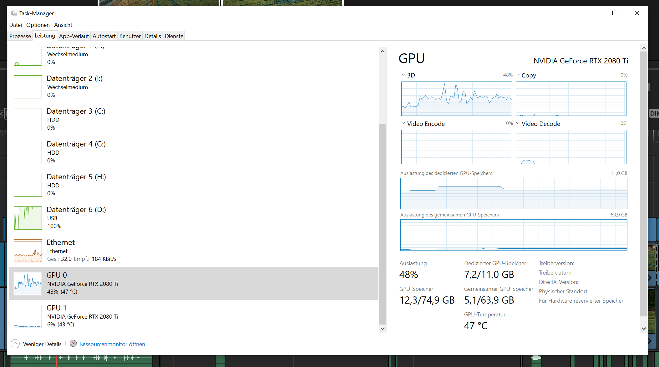 2nd GPU-PCIE Slot 4 Slot 3 - secondaryx GPU - just one Monitor connected to it - Task Manager.PNG