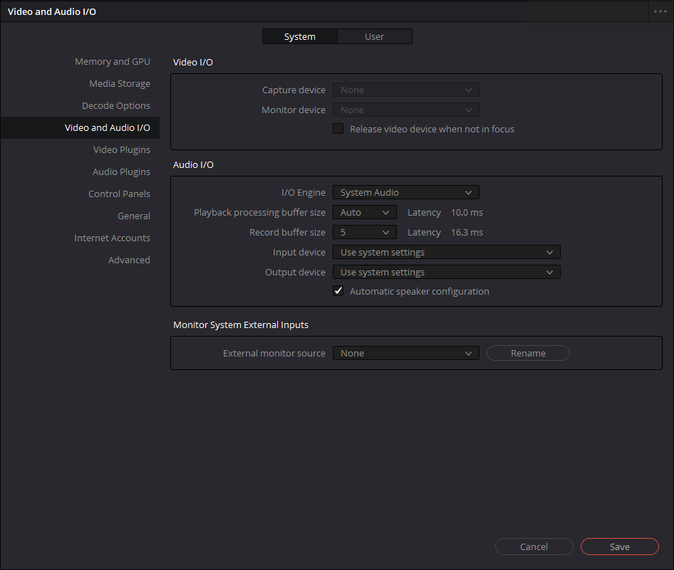 Resolve Preferences - System - Video and Audio IO Configuration.PNG