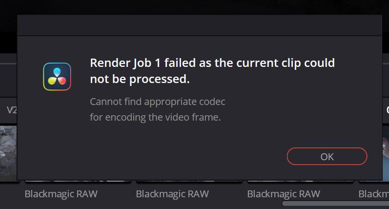 Resolve error-job failed.JPG