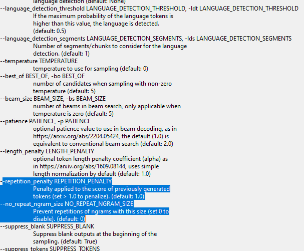-Whisper Advanced - extra command line arguments.png
